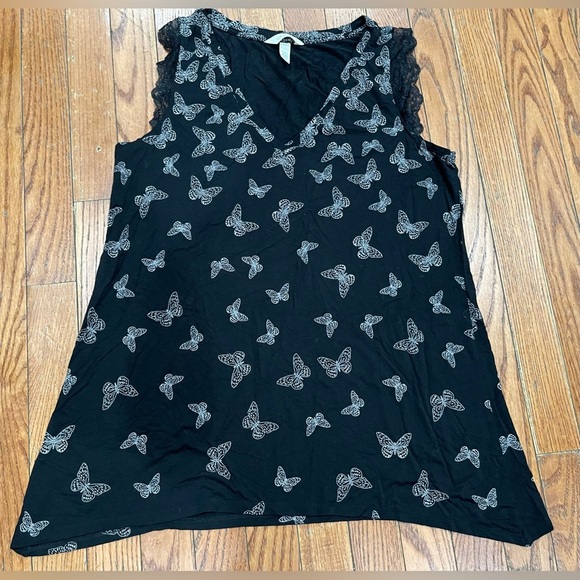 Soma Tops - Soma Black Butterfly Pattern Tank Top